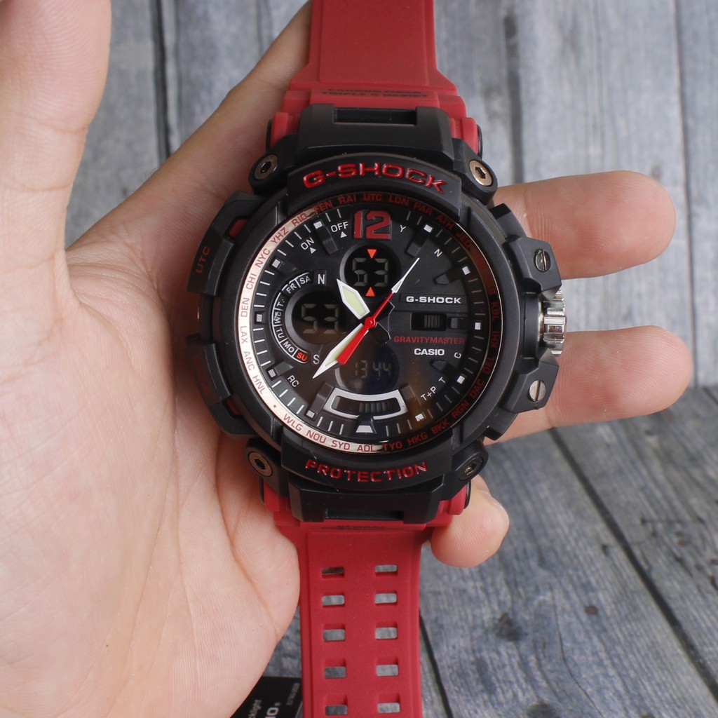 PROMO MURAH  Jam tangan pria cowok Casio G-Shock GA100 Full merah dual time digital