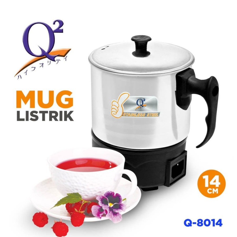 Mug Listrik Pemasak Air Stainlis Q2 14 Cm