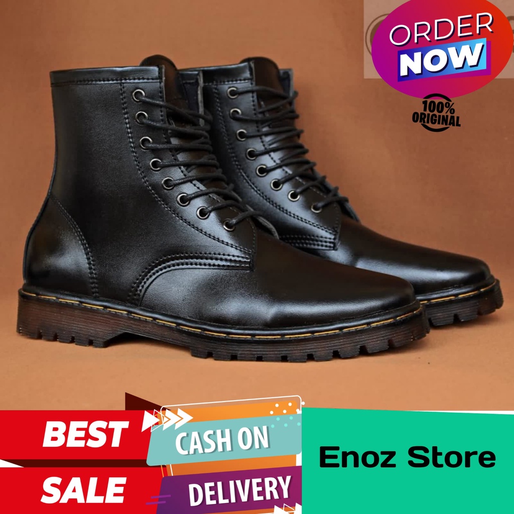 Enoz X Venus - Sepatu High Boots Pria Formal Work Party Kulit Sintetic / Sepatu Boot Tinggi Cowok Original Kerja Model Dr. Martens