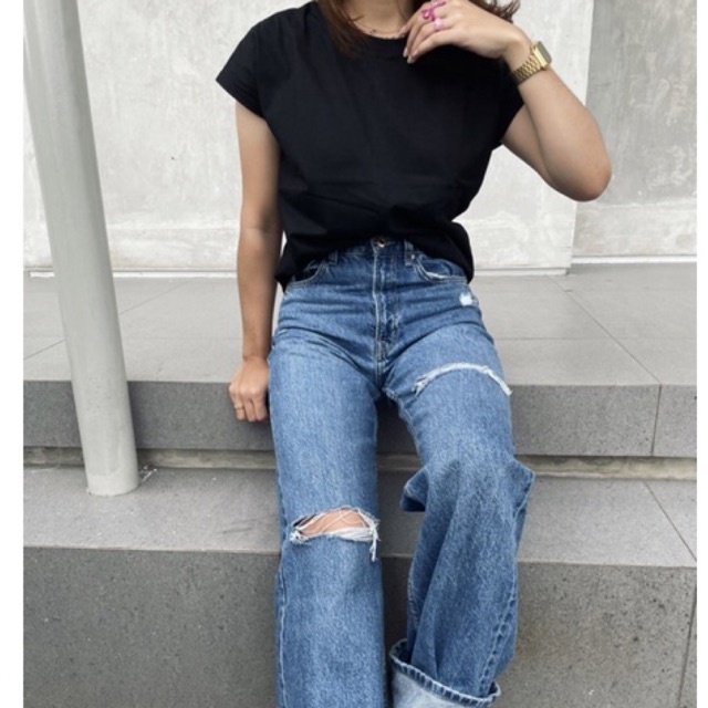 Kaos Basic Polos Wanita Lengan Pendek Tshirt Drape casual bahan 24S Cotton Combed