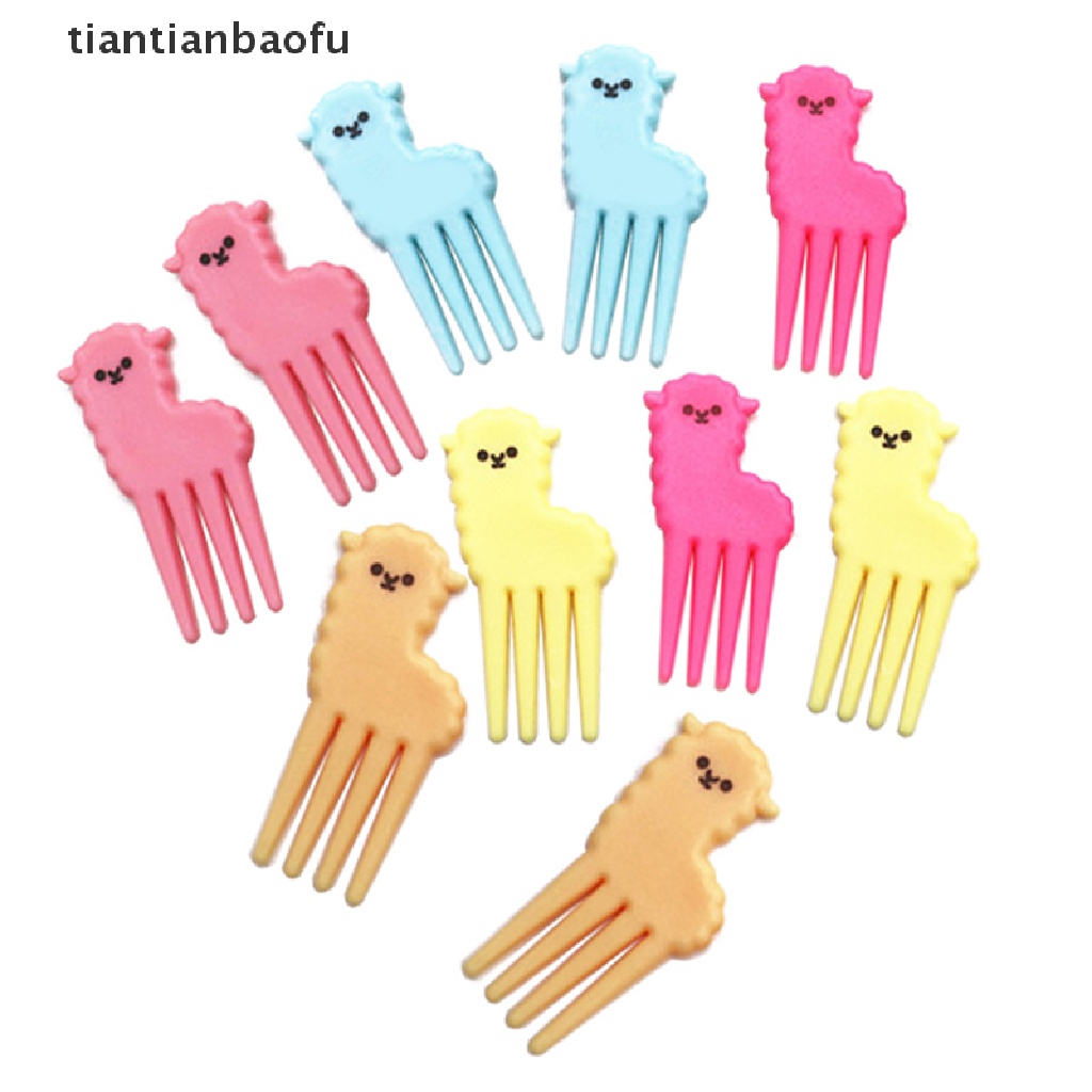 10 Pcs Tusuk Gigi Buah / Kue Mini Bentuk Kartun Hewan Alpaca Untuk Anak