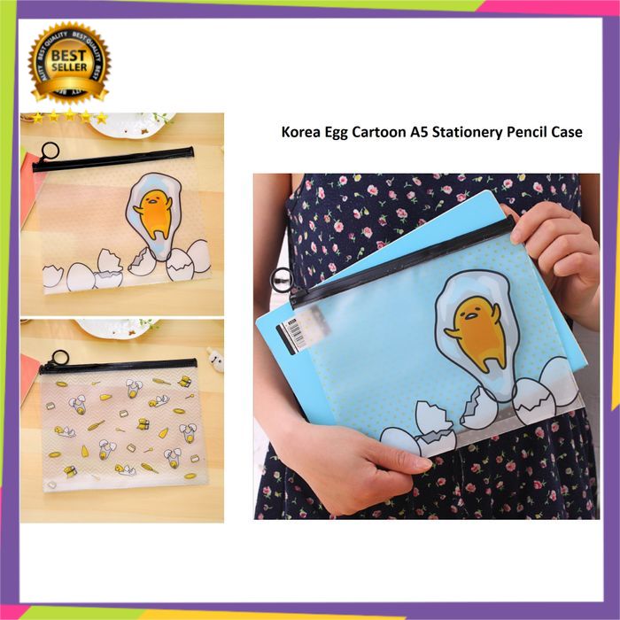 

TEMPAT PENSIL PF11 Korea Egg Cartoon A5 Stationery Pencil Case / Tempat Pensil - egg dua