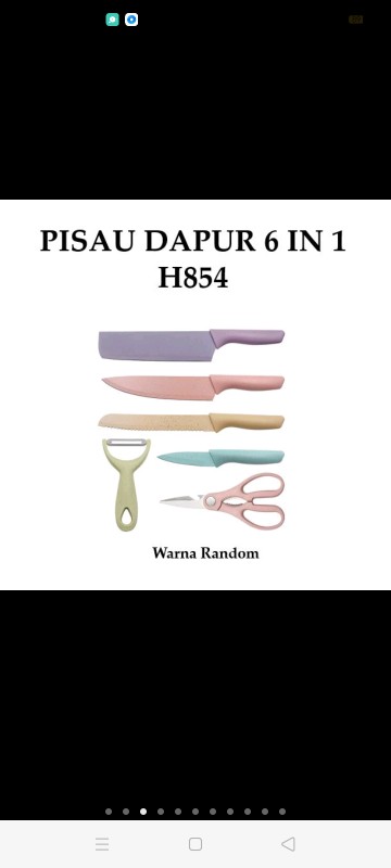 {lav - H854} Set Pisau Dapur 6 In 1 / Kitchen Knife Set Multicolor / Pisau Set Rainbow Pastel Cerami