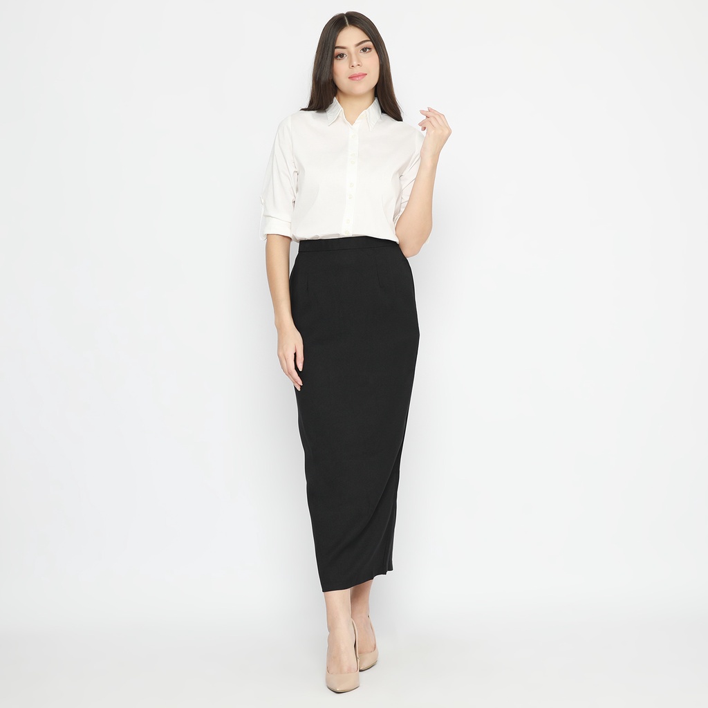 ROK KANTOR WANITA / ROK KERJA WANITA / ROK PANJANG HITAM / ROK BAHAN HITAM / ROK MAGANG HITAM / ROK WANITA HITAM / ROK BAHAN FORMAL WANITA / ROK PKL / ROK PANJANG MURAH - HITAM / PUTIH
