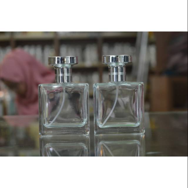 Botol parfum spray / semprot kaca kotak 50ml