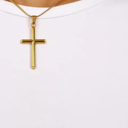 ✽ KALUNG EMAS TITANIUM LIONTIN SALIB PRIA WANITA ♡