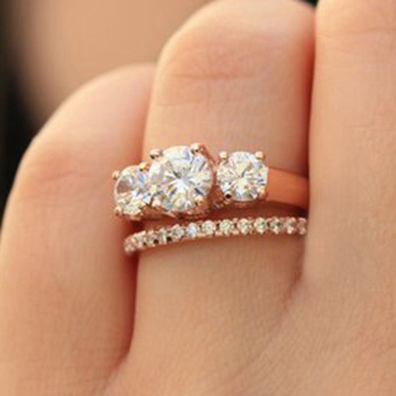 Cincin Sterling Silver 925 Hias Berlian/Batu Safir Putih ...
