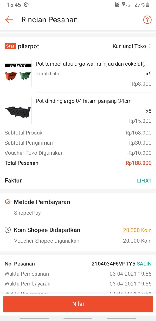 Pot Dinding Argo 04 Hitam Panjang 34cm