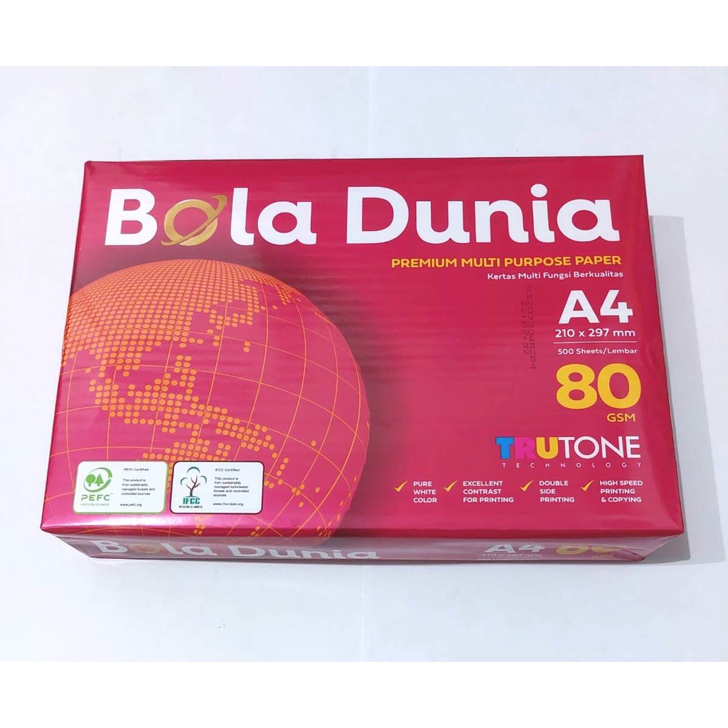 

Kertas HVS A4 80 gr 80 gsm 80gram BOLA DUNIA