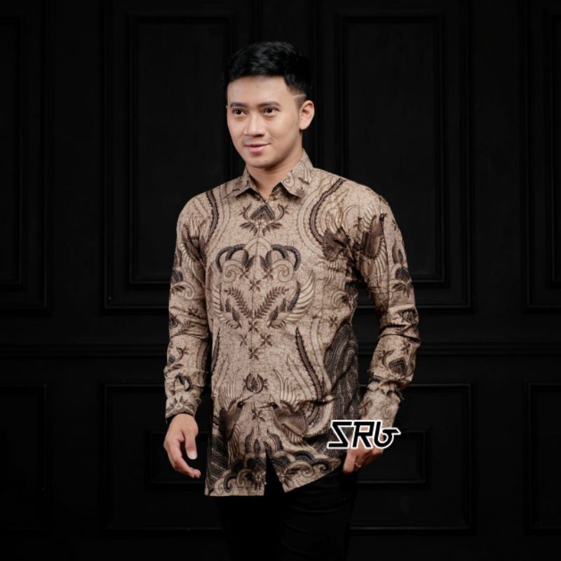 Kemeja Batik Pria Modern Lengan Panjang Casual Modis Slim Fit Trendy Masa Kini OL 162