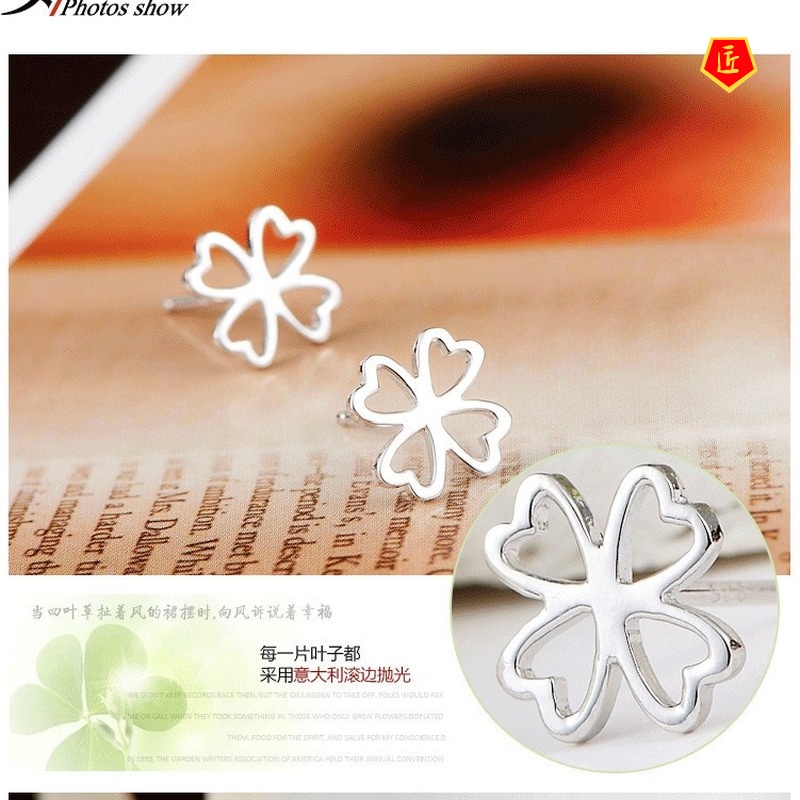 [Ready Stock]Simple Silver Korean Style Clover Earrings