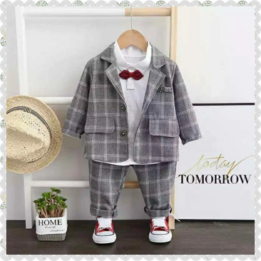 Baju Jas Anak Import Setelan Tuxedo Anak usia 4 5 6 tahun Rompi Anak Cowok Baju Pesta Fashion Murah 