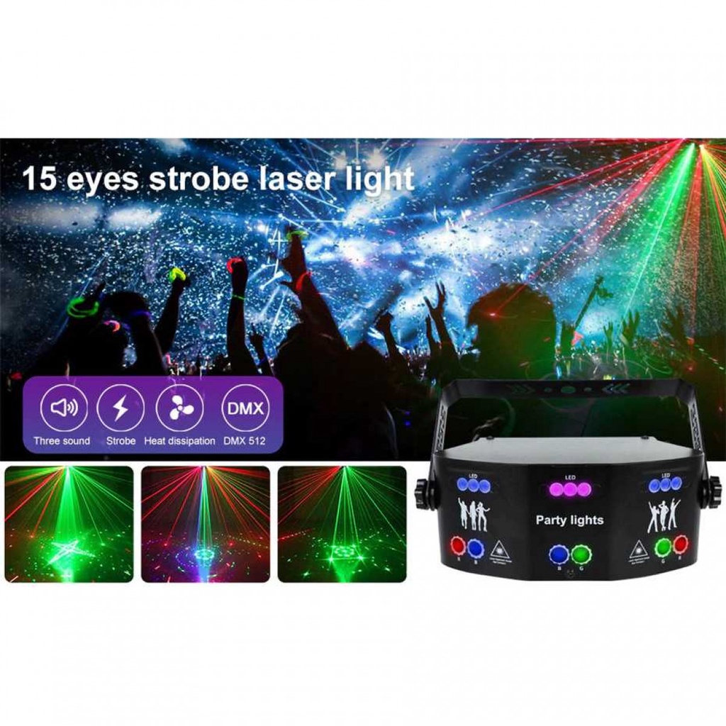 Lampu Sorot Laser Lighting Panggung Disco Beam RGB DMX Sensor Suara