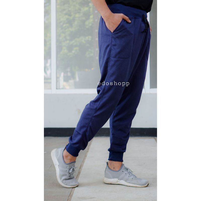 Celana joger pria / wanita remaja dewasa polos bahan Beby terry