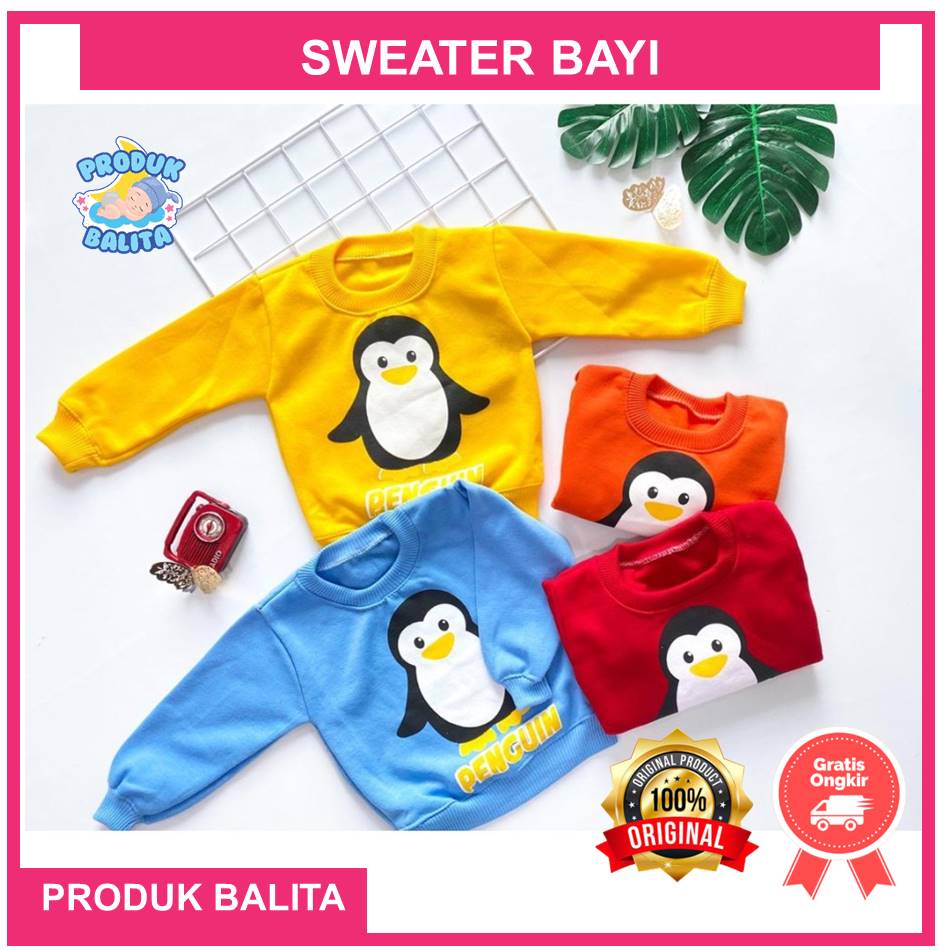 Sweater Bayi New Born Bayi Laki-laki Perempuan Sweater anak Gambar Penguin Ukuran S Telaris