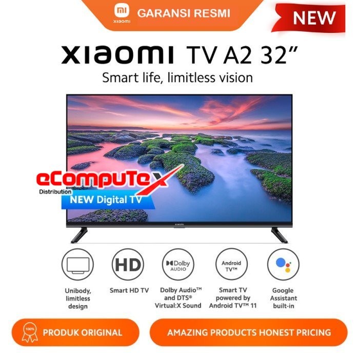 XIAOMI TV A2 32 INCH SMART TV ANDROID DIGITAL MI DOLBY HDR10 GARANSI RESMI