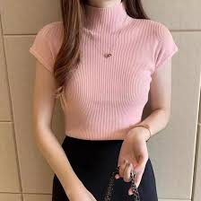 BAJU TURTLENECK PRETTY - Atasan Rajut KERAH TINGGI JALUR Tebal