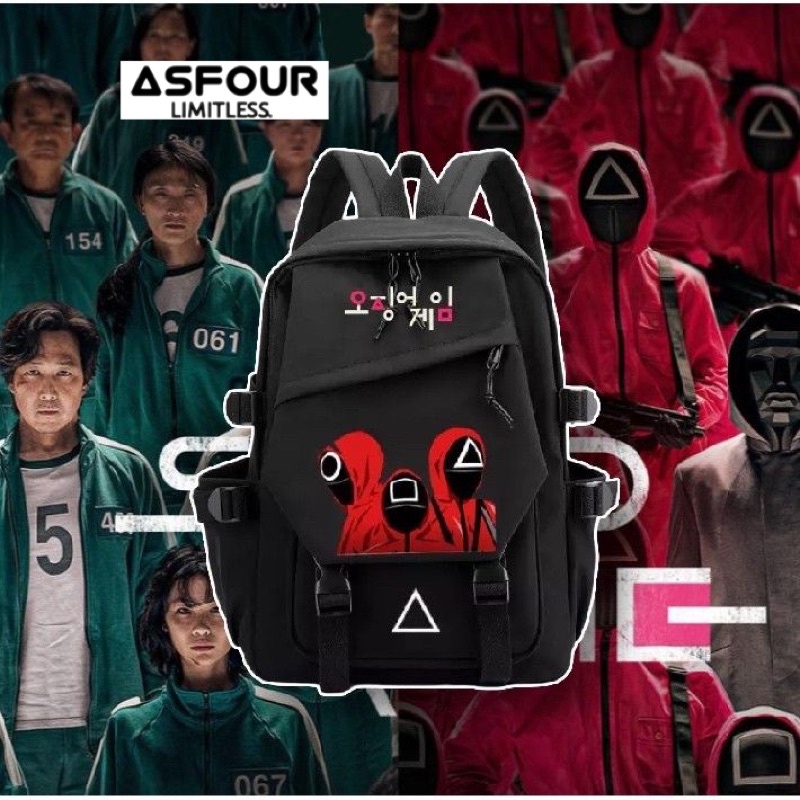 Asfour - Tas sekolah anak ransel PREMIUM karakter SQUID GAME terbaru 2022 Garansi Bayar ditempat COD FAYUS KIDS