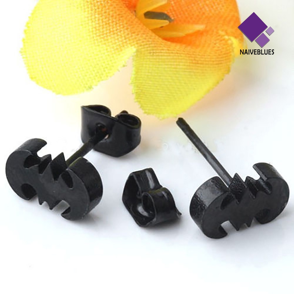 Naiveblue Anting Tusuk Bentuk Kelelawar Bahan Stainless Steel Untuk Pria / Wanita