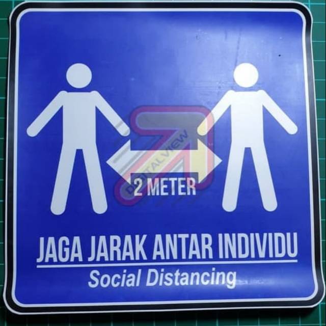 

Stiker Corona COVID 19. 15X15cm. JAGA JARAK AMAN 2 METER