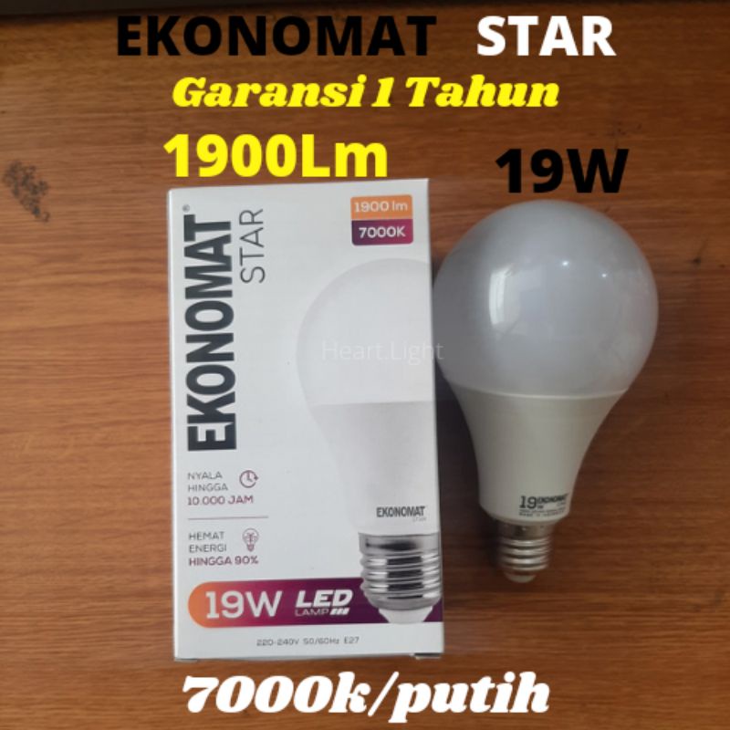 LAMPU LED EKONOMAT STAR 19W 7000K PUTIH 1900 LUMENS E27/BOHLAM LED EKONOMAT STAR 19WATT DAYLIGHT 190