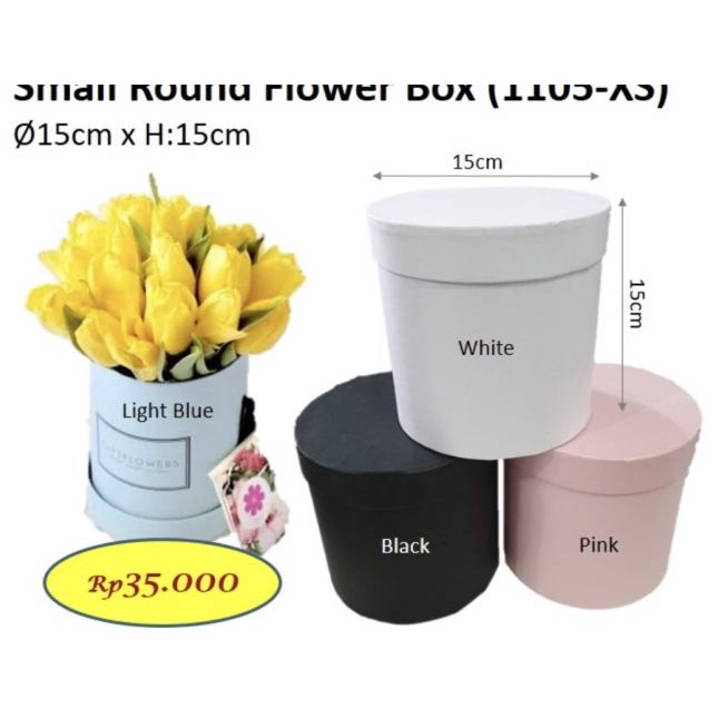 

☟ Xtra Small Round Flower Box bunga barang florist bloombox kotak - Putih ◌