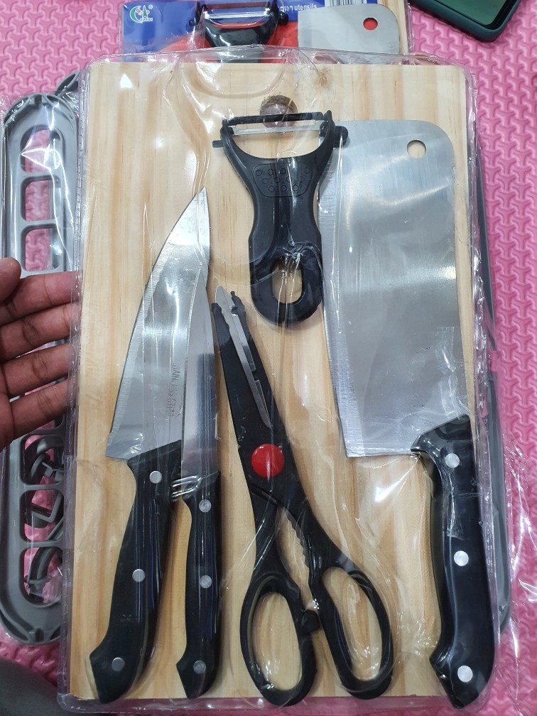 Pisau Set Stainless + Talenan Dapur 6 In 1 / Pisau Dapur Set + Dapur Set Best Quality