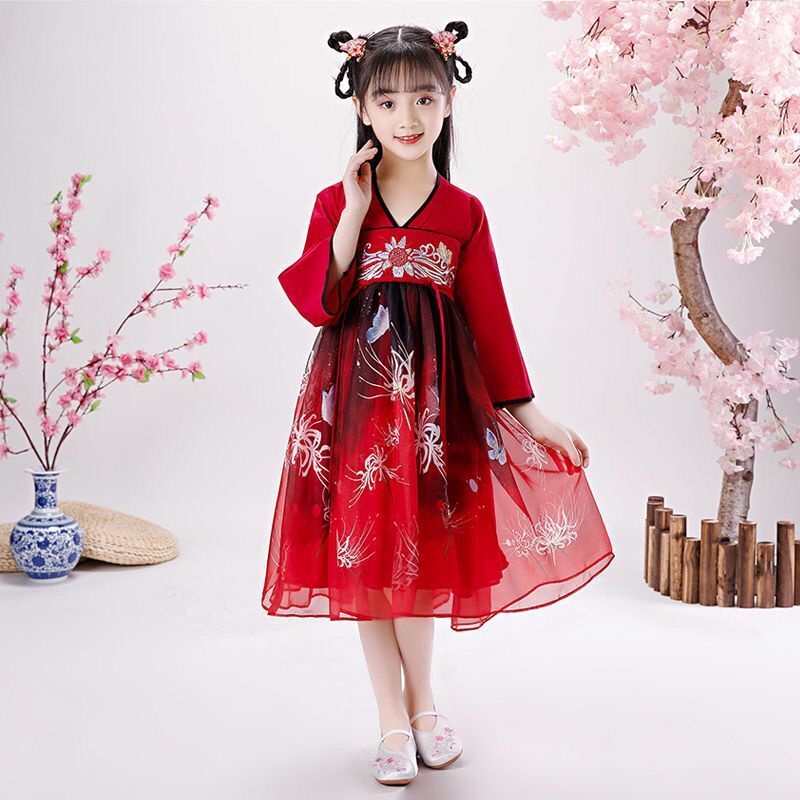 Children's Hanfu women's summer clothes super immortal children's Chinese ancient clothes chest leng