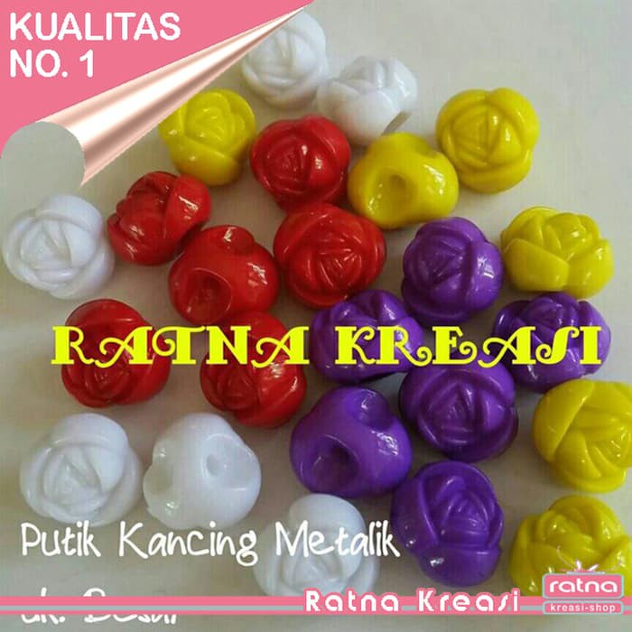 BAHAN MANIK METALIK PUTIK KANCING BUNGA BESAR