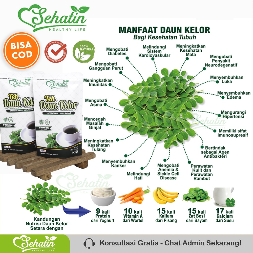 Sehatin Teh Celup Daun Kelor Asli Teh Moringa Oleifera Asi Booster Tingkatkan Imunitas Kelor Organik