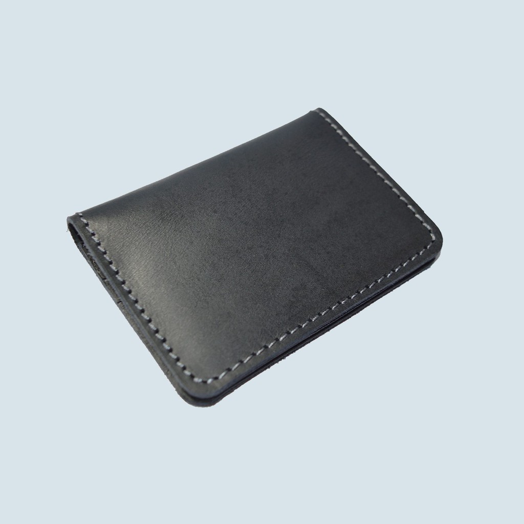 dompet kartu kulit asli 8 slot kartu - card wallet model lipat hitam