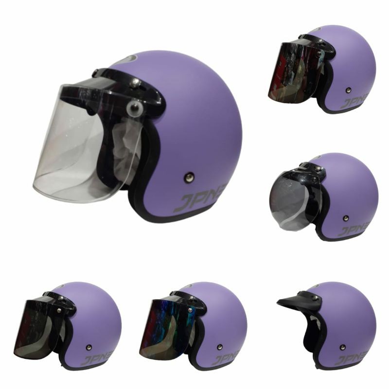 Helm bogo jpn ungu doff kaca flat datar / kaca cembung
