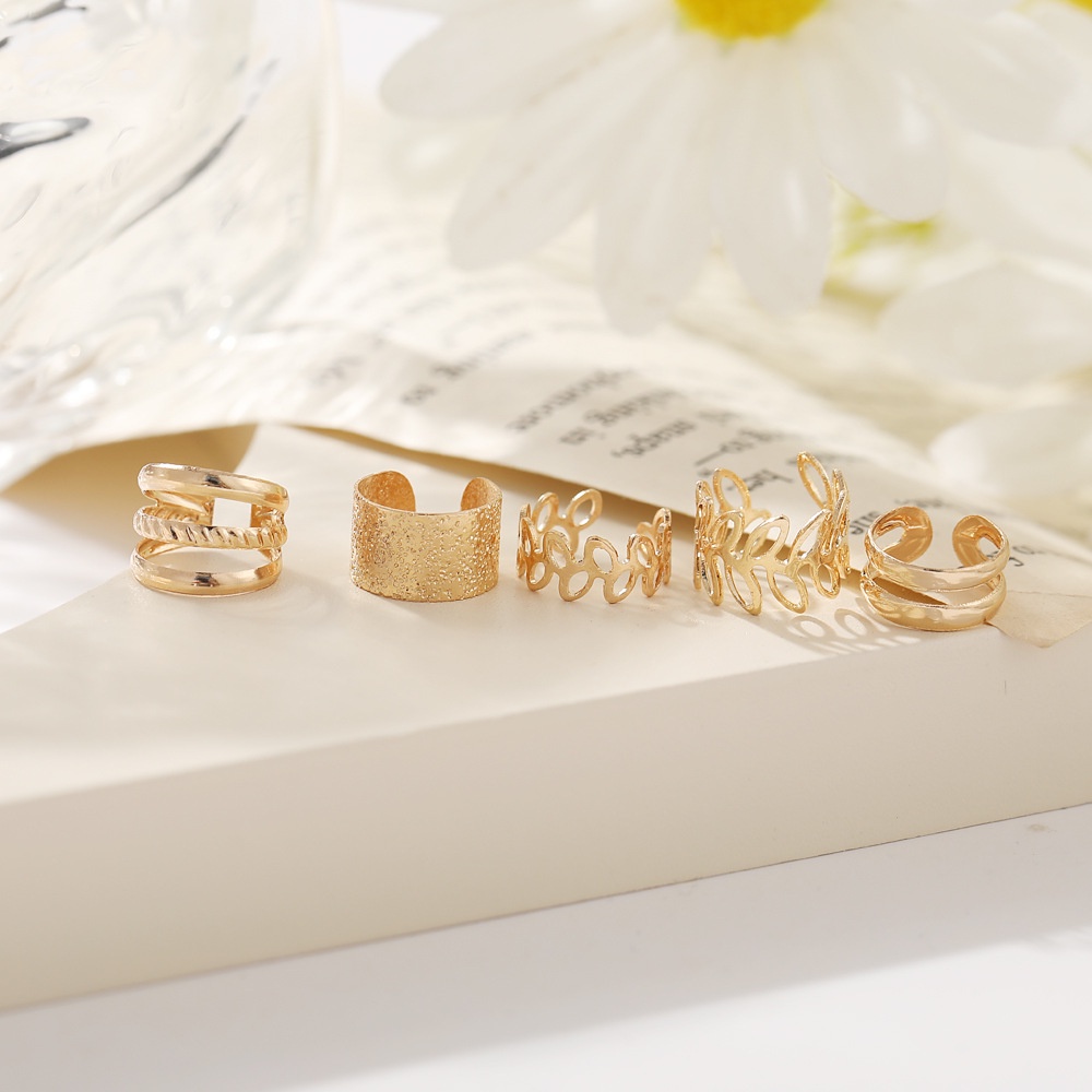 5 Pasang / Set Anting Tusuk Desain Geometri Hias Berlian Imitasi Gaya Elegan Untuk Wanita