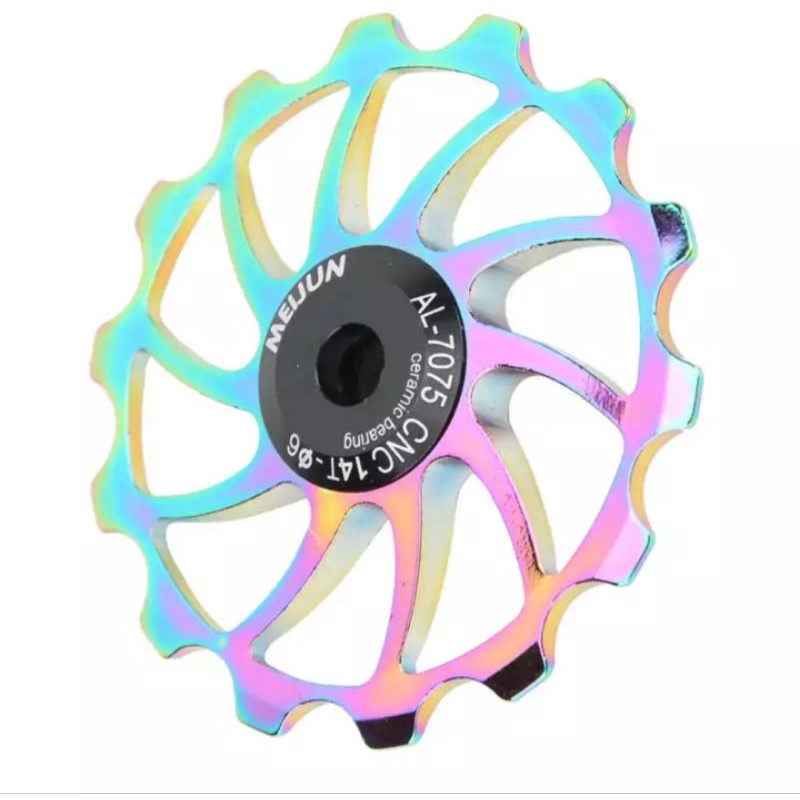 Meijun Pulley Ceramic Bearing 14T Wheel Guide Pullay RD Sepeda 14T Rainbow