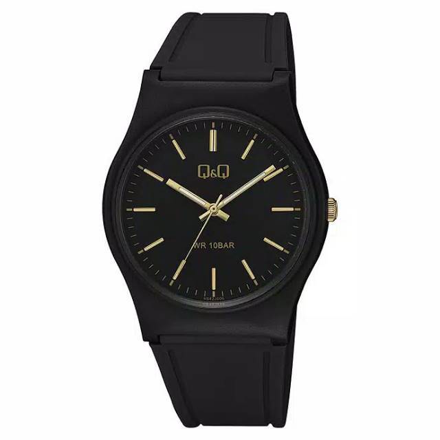 JAM TANGAN WANITA Q&amp;Q BLACK GOLD WATER RESISTANT