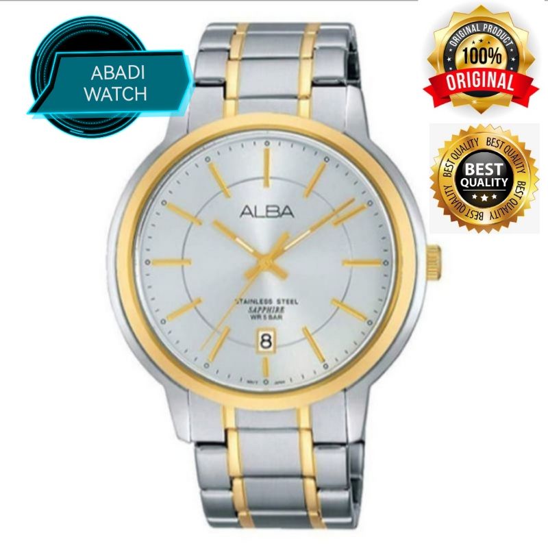 Alba AS9A46X1 Men Gold Silver Steel Jam Tangan Pria AS9A46 Original