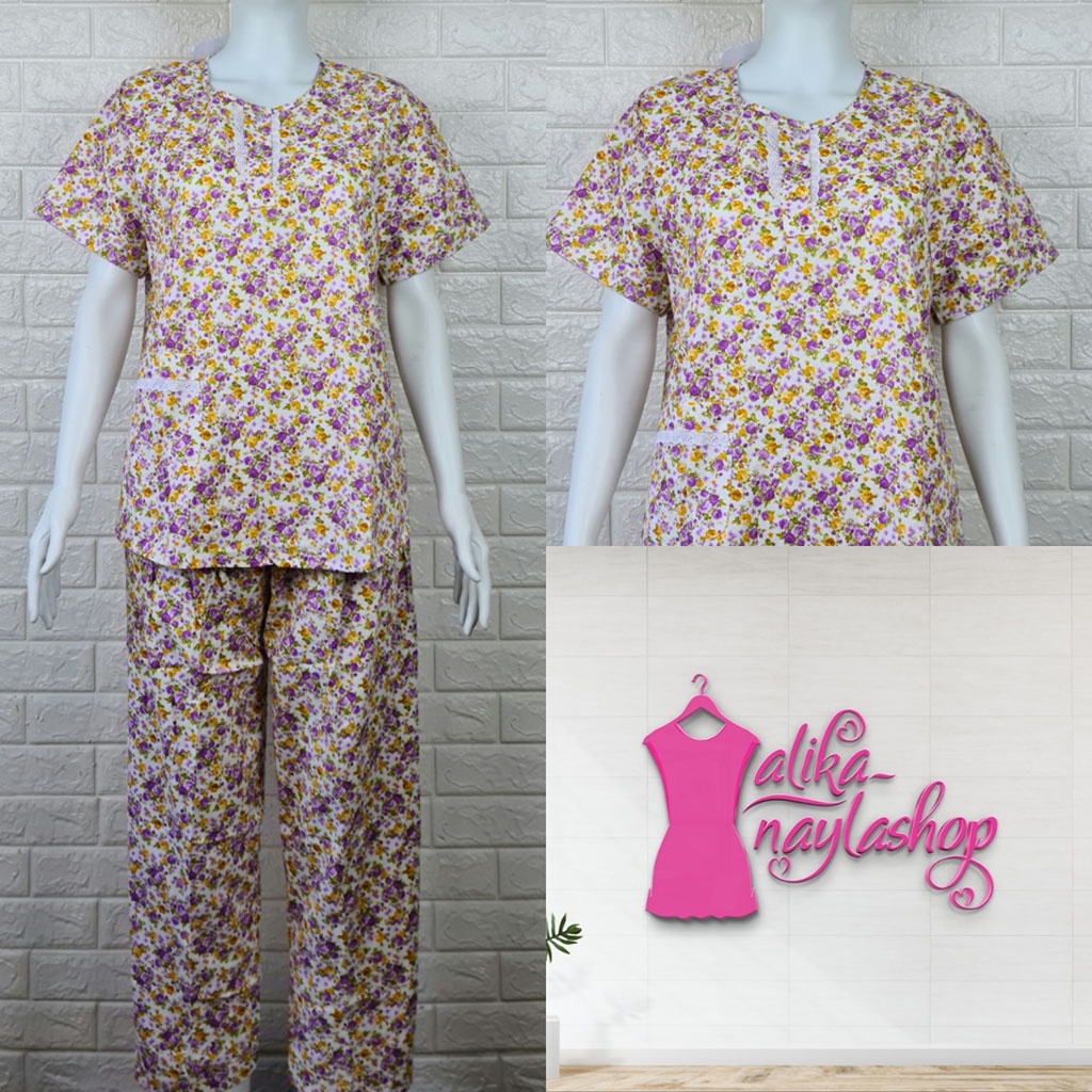 PIYAMA KATUN | HOKI & SHEILA STANDAR | LEBEL ORANGE | BAJU TIDUR | WANITA DEWASA-KODE    F4