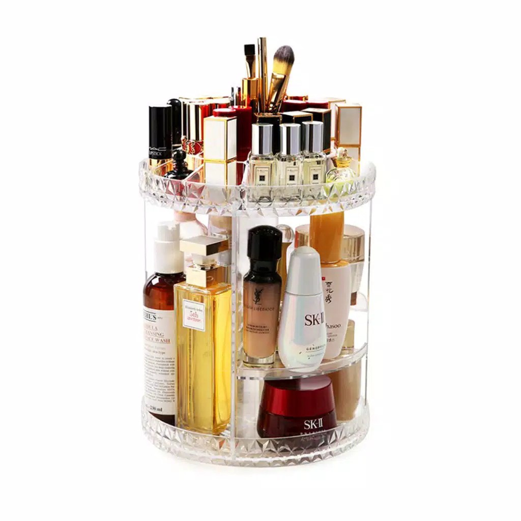 Rak Kosmetik Acrylic Putar 360 Derajat Diamond / Polos Rak Make Up Organizer C5012 - 19053