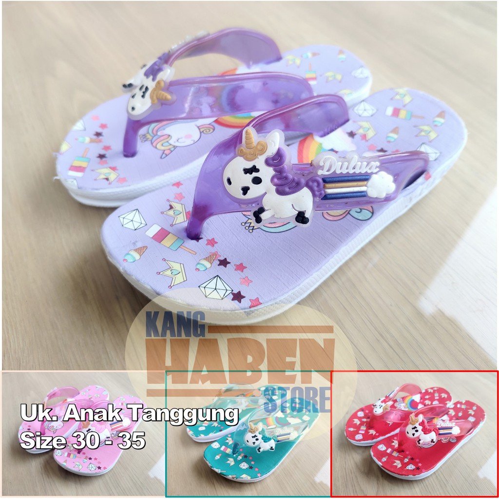Sandal Jepit Anak Kecil Perempuan Tanggung Gambar Karakter Unicorn Dulux 283CUNC