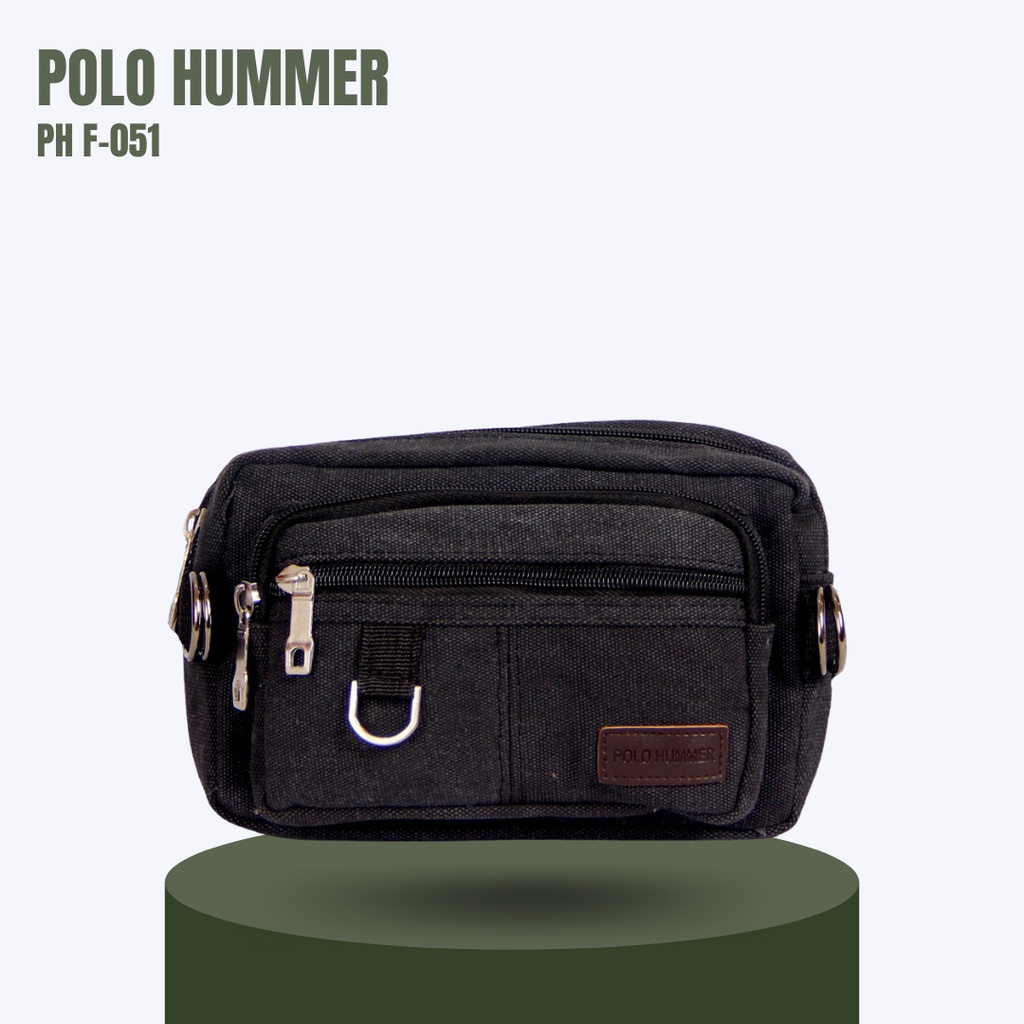 Waistbag Kanvas Denim - Tas Pinggang Selempang Pria POLO HUMMER