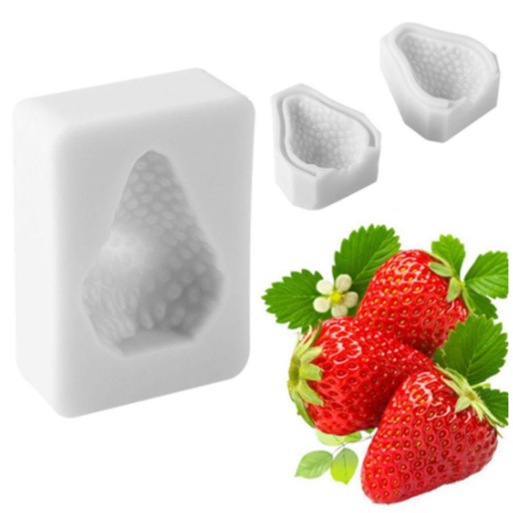 【 ELEGANT 】 3d Strawberry Silicone Pastry Baking Fondant Cetakan Buah Coklat Gula Alat Dekorasi Kue