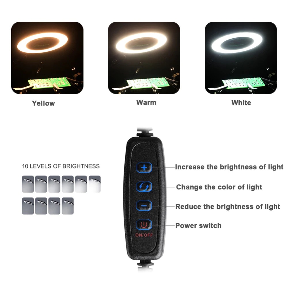 Helping Hand Alat Pegangan Solder with Kaca Pembesar LED - SN5 - Black