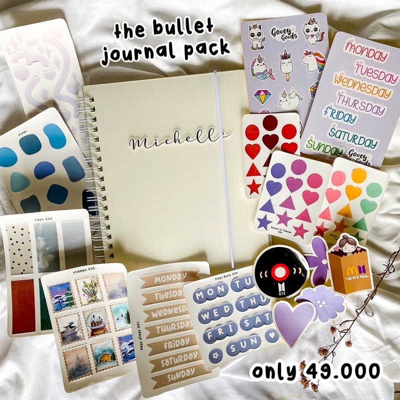 

READY SEHARI JADI | CUSTOM NOTEBOOK A5 BULLET JOURNAL (BUJO) SET | STIKER DECO STAMPS PERANGKO HARI | WINTERWORKS.CO | GOOEYGOODS.ID | PLANNER DOTTED 2022