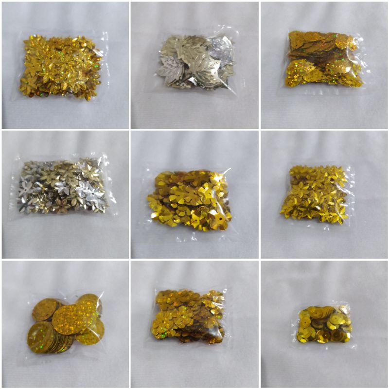 payet sequin ramboci/ payet manik/ payet tempel/ payet bunga tempel/payet emas silver/ payet ramboci