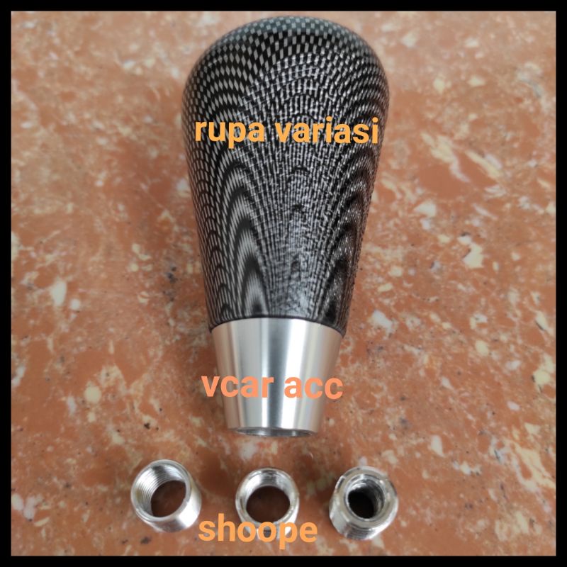 TUAS KNOB GEAR PERSNELING SHIFT KNOP MOBIL MANUAL UNIVERSAL MOTIF CARBON DAN KAYU WOOD
