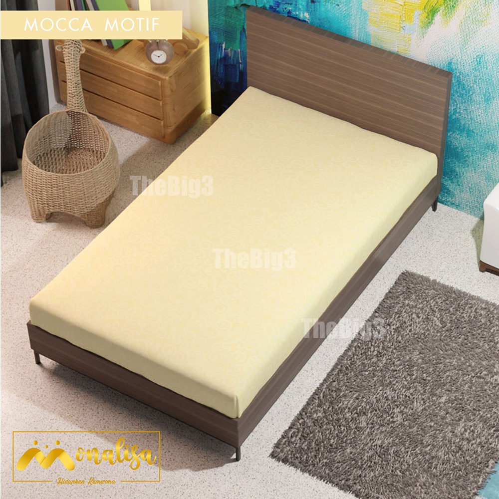 Sprei Waterproof 120x200 MONALISA - anti ompol air water proof polos - 120 Single Size - SP-Mocca Motif