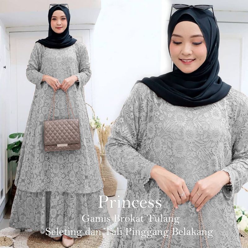 Busana Muslim Gamis Brukat Jumbo Ld120 Big Size Dress Princess Pesta Simple elegan Modern Muslimah Wanita Kondangan Mewah Kekinian gamis terbaru2023 baju lebaran wanita muslim model terbaru 2024mewah murah