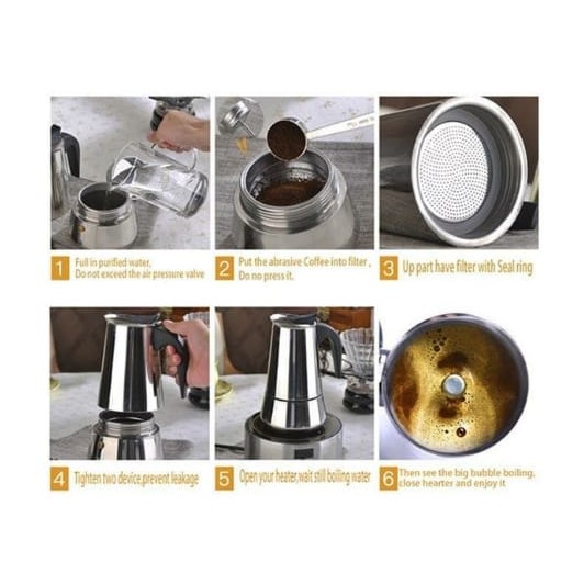 6 CUP ESPRESSO COFFE MACHINE MAKER MESIN KOPI TEKO MOKA POT