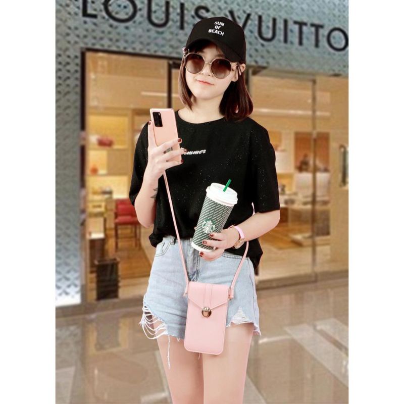 Tas Selempang Wanita Omegos Kulit PU Dompet Wanita Dompet HP Dompet Impor DCW 33