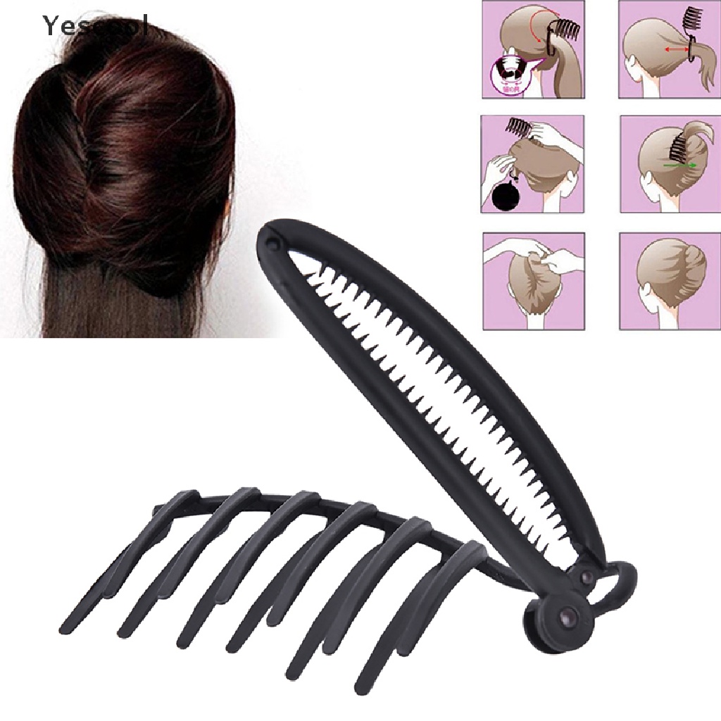 Yes set Sisir Klip Pembuat bun updo french twist Rambut DIY Untuk Wanita